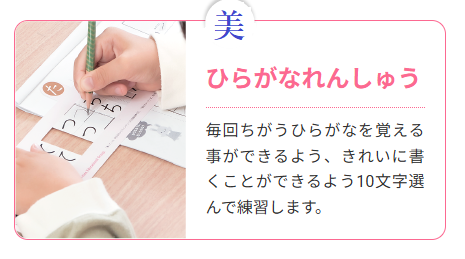 ひらがなれんしゅうで美しく書く。